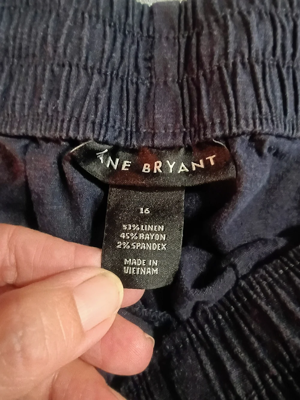 Lane Bryant Black Linen Blend Pull On Pants Size 16 Drawstring Pockets Straight